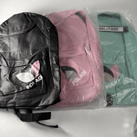 POLAQI Handbags - POLAQI - Black, pink, and green Economy Backpack